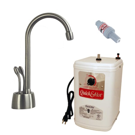 Westbrass Develosah 9" 2-Handle Hot and Cold Water Dispenser with Instant Heating Tank, Satin Nickel D272HFP-07